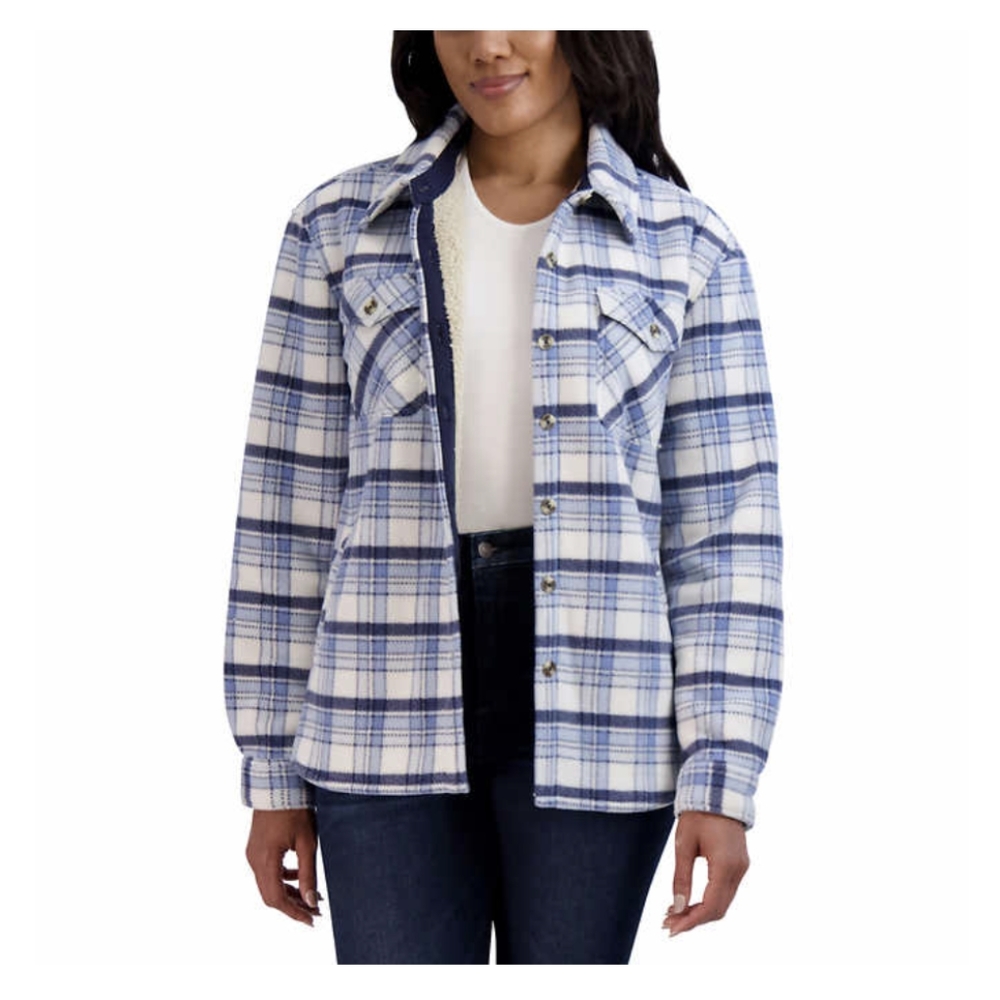 Sage Ladies' Plush Plaid Shirt Jacket